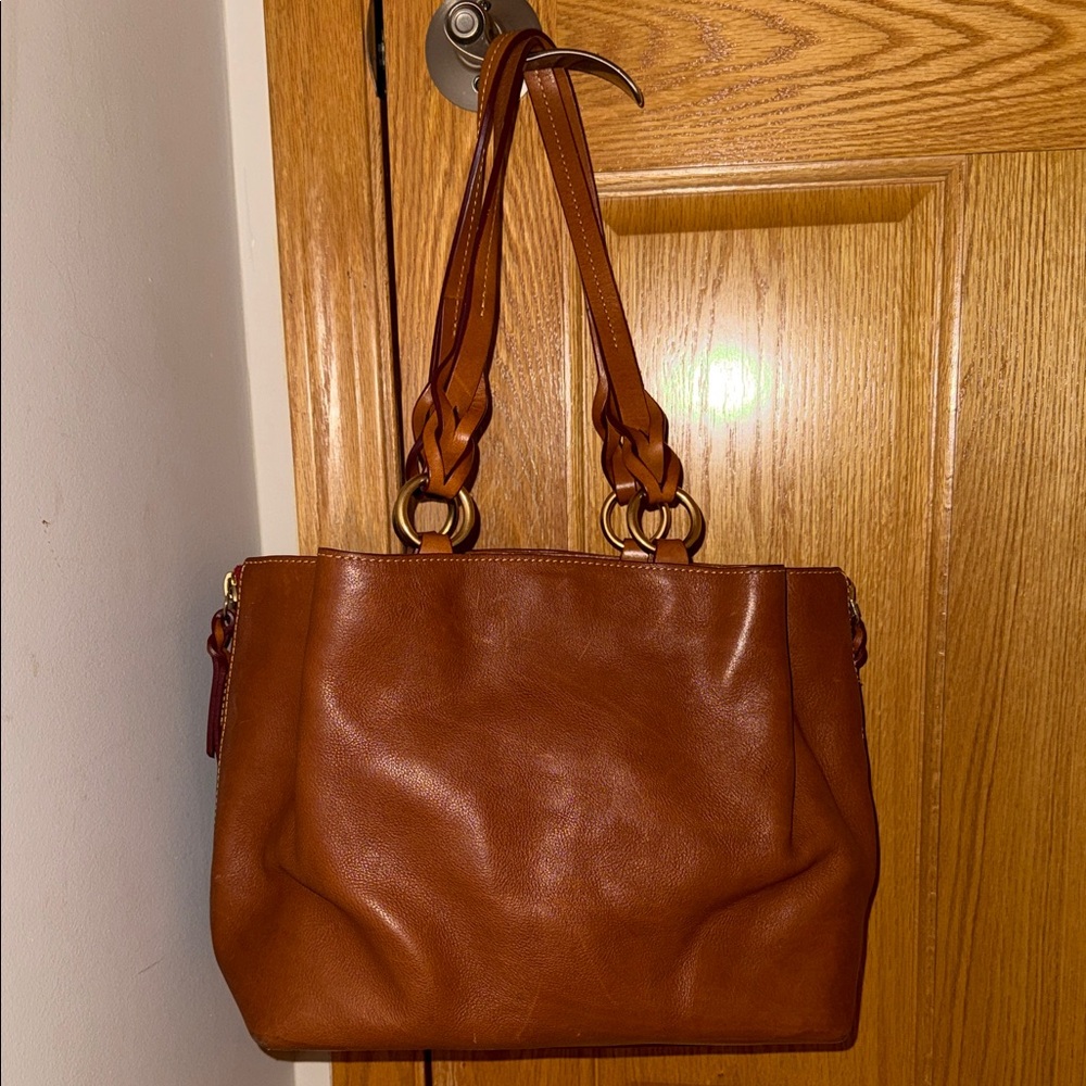 Dooney & Bourke Florentine Large Zip Burlow Like New Natural - Picture 2 of 11